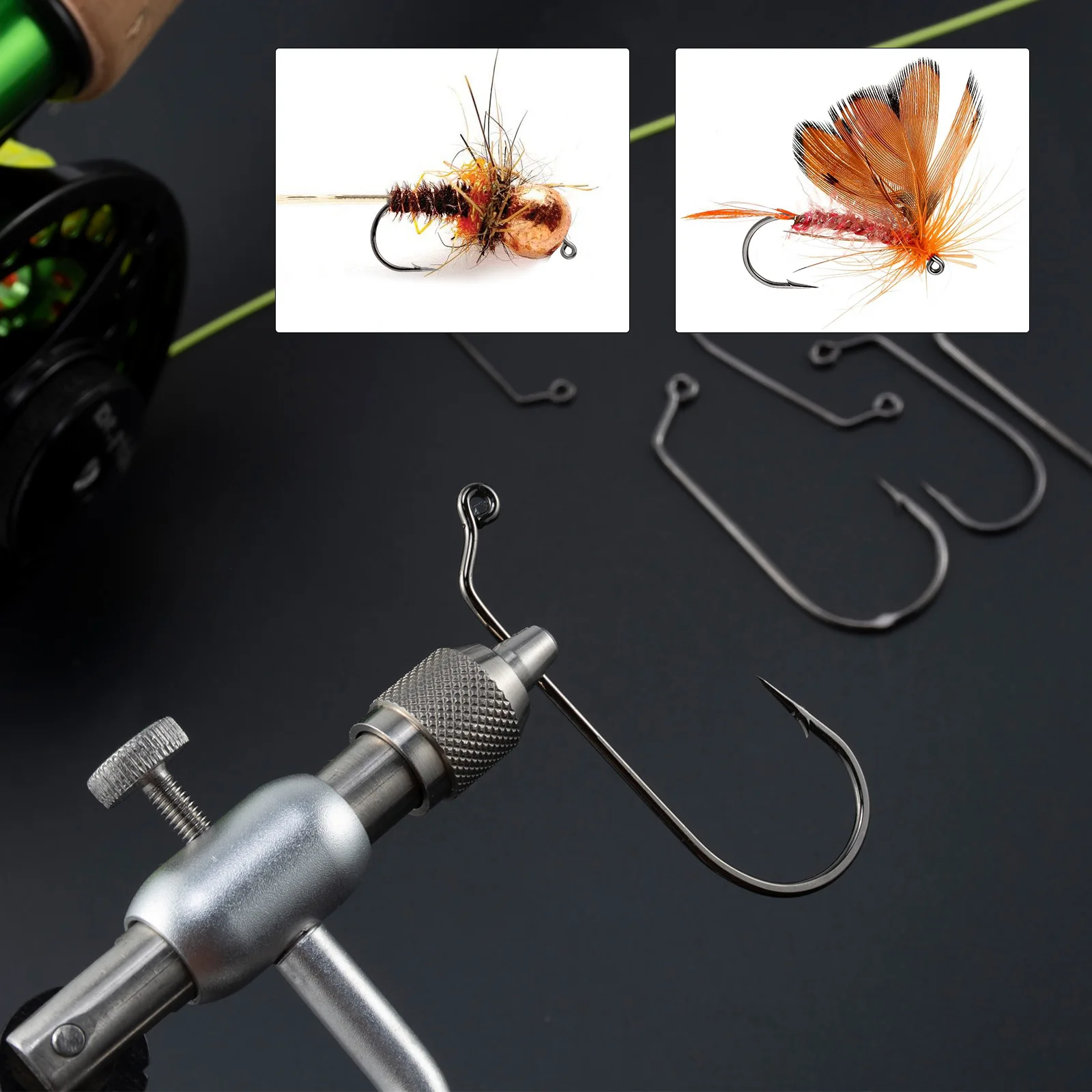 20/30 Uds. Gancho de atado de moscas de 60 grados gancho de plantilla Aberdeen para moscas de pesca con mosca ninfa gusano con púas Offset gancho de acero alto en carbono - imagen 4