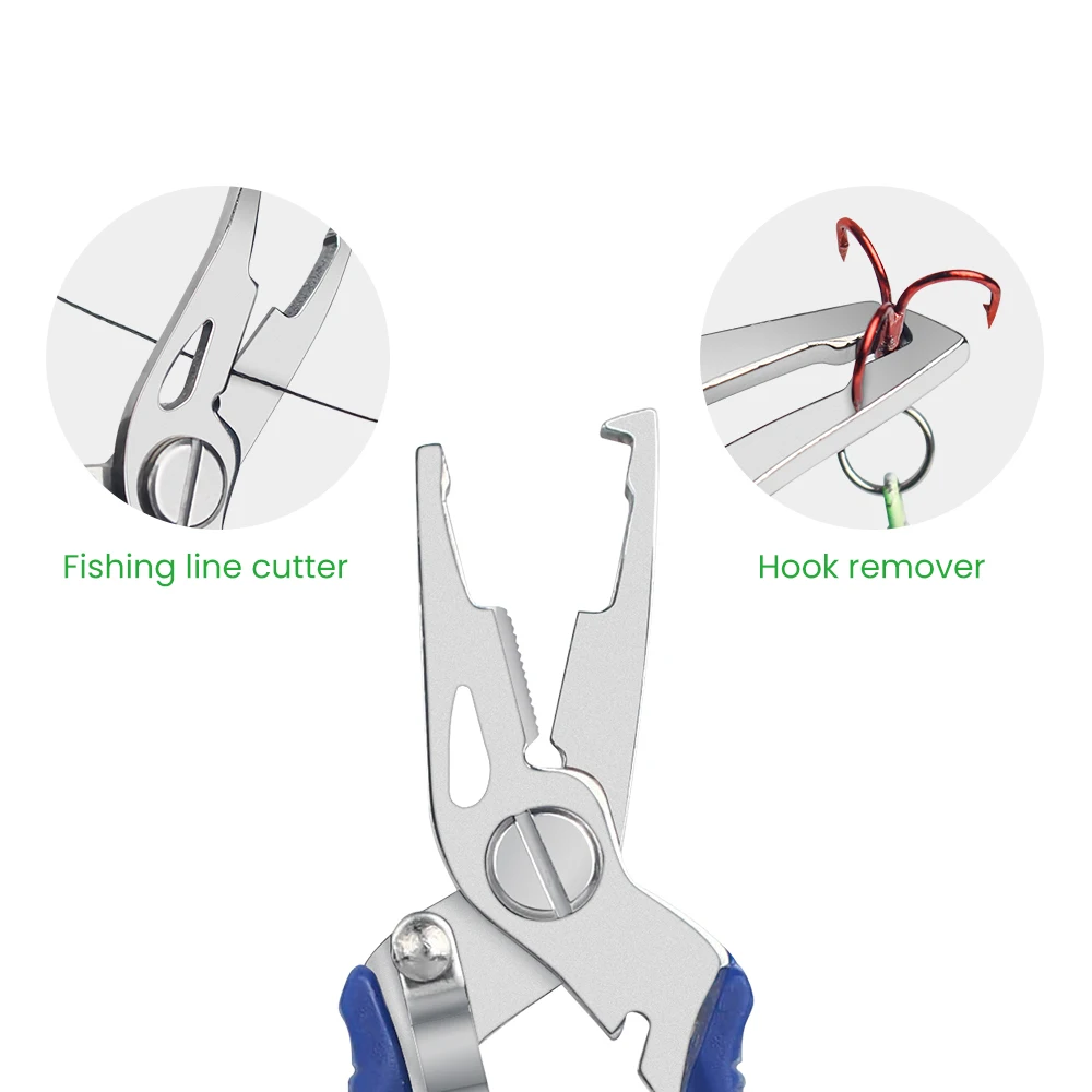 Alicates de pesca, tijeras de línea trenzada, cortador de señuelos, removedor de anzuelos, etc. Herramienta de aparejos de pesca, pinzas de uso de pescado, tijeras multifunción - imagen 4