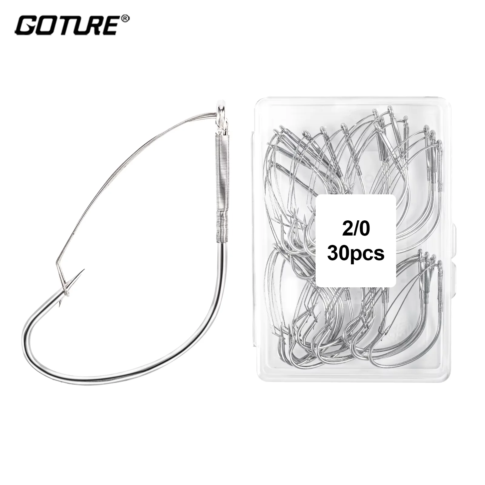 Goture 30 piezas 2 # 3 # Anzuelos de pesca sin malezas de un solo anzuelo de acero rico en carbono, penetración rápida para agua dulce y salada, gran oferta - imagen 2