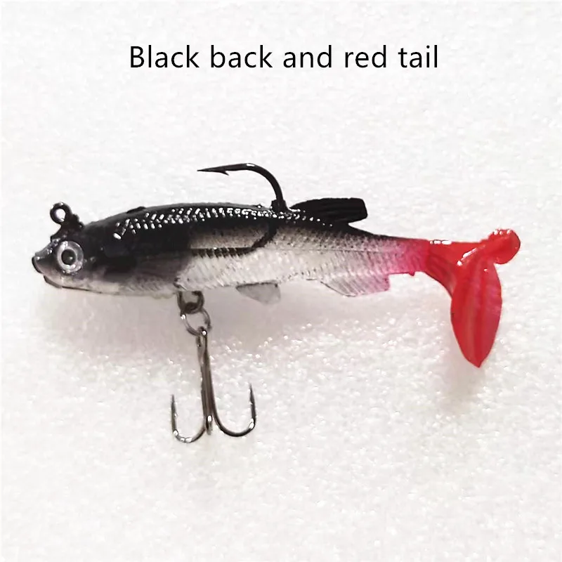 Cebo de pescado cebo biomimético cebo falso doble gancho cola en T cebo suave simulación biomimética señuelo señuelo señuelo cebo plomo pescado - imagen 5