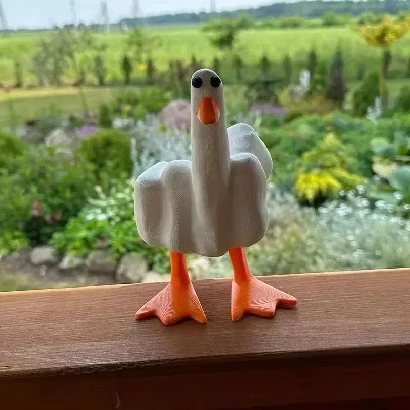 Pato de resina con dedo medio – Decoración divertida para hogar y jardín - imagen 2
