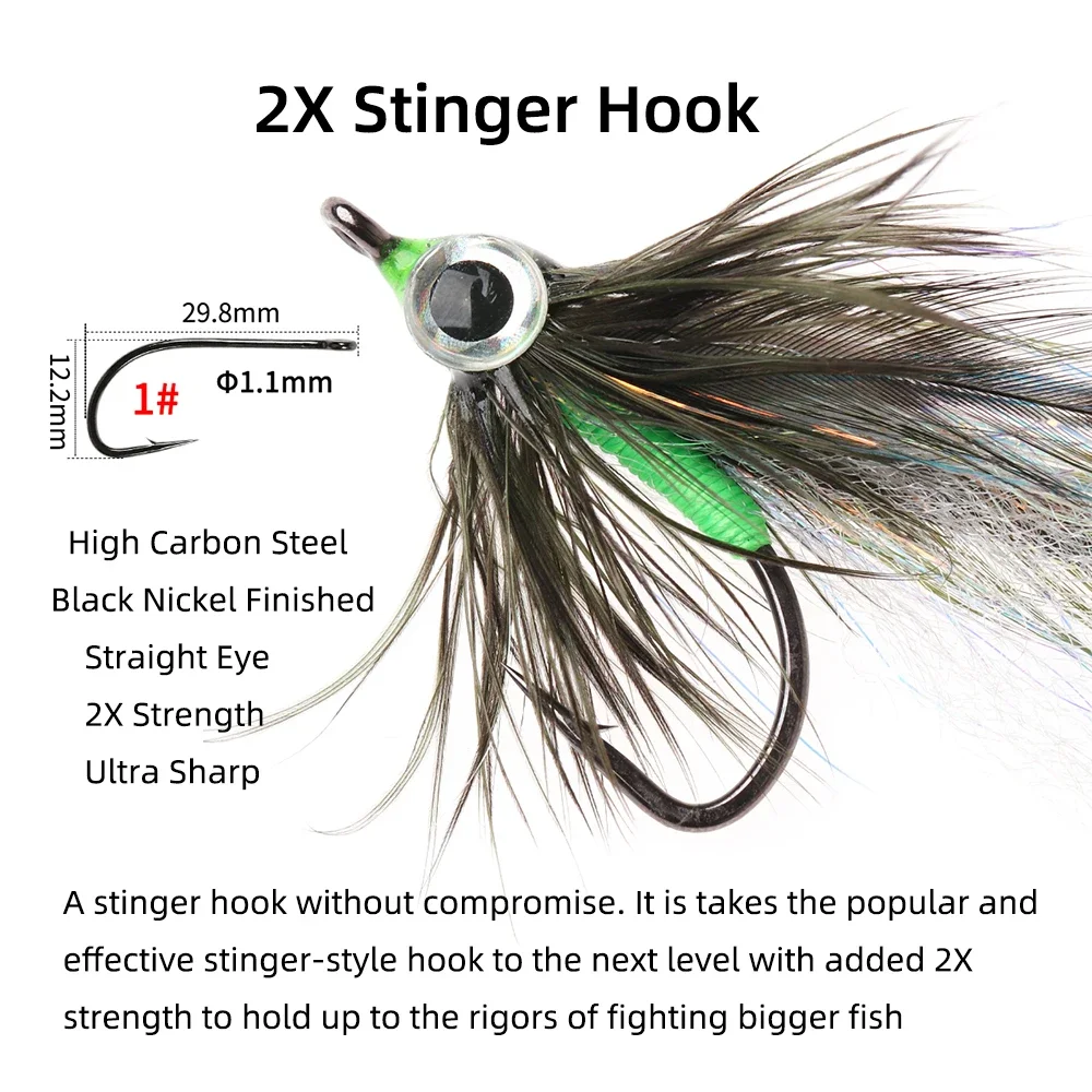 Ellllv 2 uds/4 Uds 2,3 "~ 2,7" de longitud Grizzly sillín Hackle ojos 3D Baitfish mosca pequeñas serpentinas de agua salada moscas cebos de señuelo de pesca - imagen 5