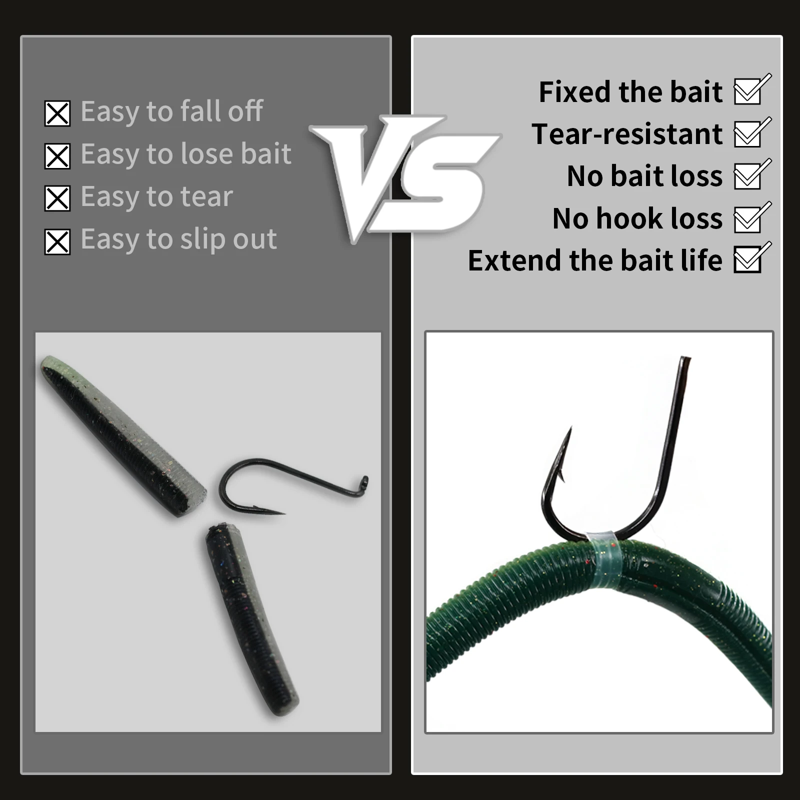 FishTrip-anillos tóricos de gusano loco para aparejos locos Senkos, gusanos adhesivos de plástico suave, juntas tóricas protectoras de cebo de silicona para pesca de lubina - imagen 3