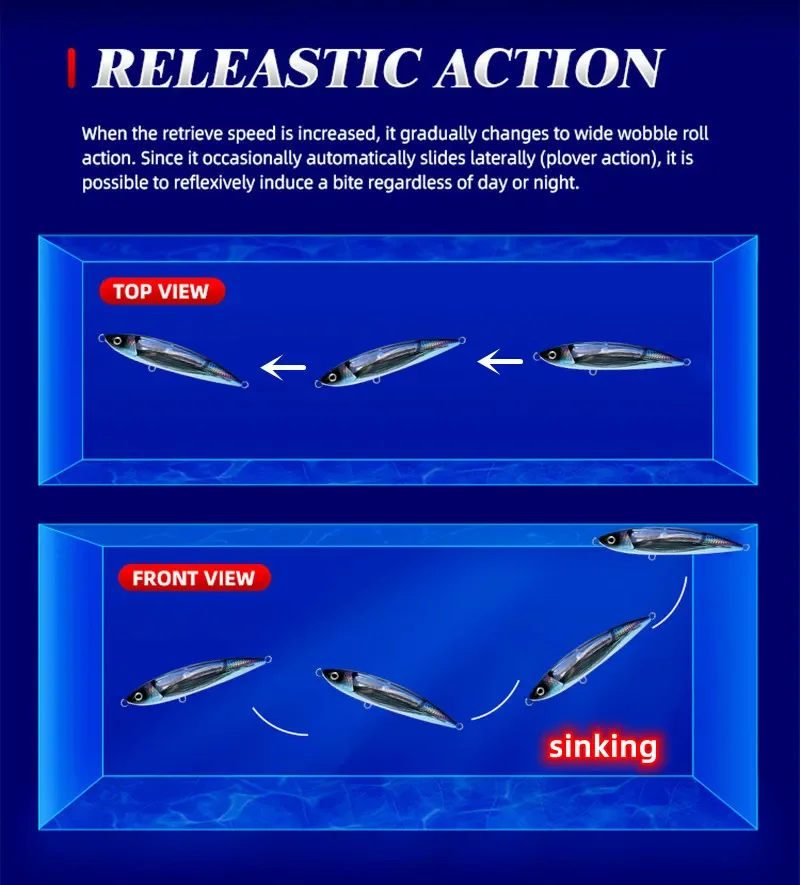 Hunthouse-señuelo de pesca de lápiz que se hunde, Stickbait, cebo duro WTD GT Trolling, 150mm, 68g, Mar para lubina, aparejos de agua salada - imagen 4