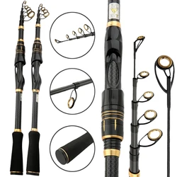 Caña de pescar con señuelo Baitcasting de alto carbono, caña de pescar portátil ultracorta, longitud de tela de 41cm y 42cm, adecuada para todas las aguas