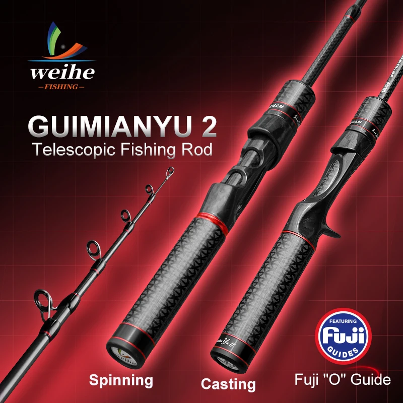 Weihe Fuji Ghost Face Fish II generación de fibra de carbono Micro caña de pescar telescópica señuelo para pesca con caña