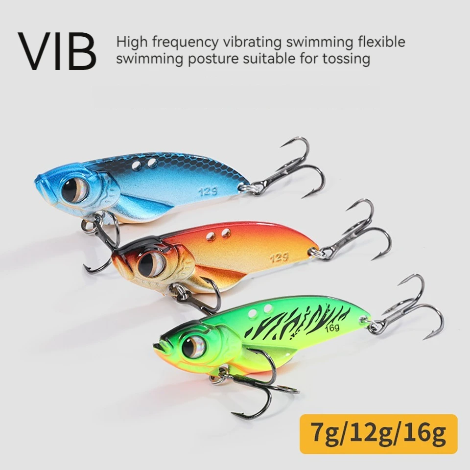 WALK FISH señuelo de Metal VIB, cebo duro Artificial con vibración de ojos 3D, aparejos de pesca de perca y Lucio, 7g, 12g, 16g, 1 pieza - imagen 2