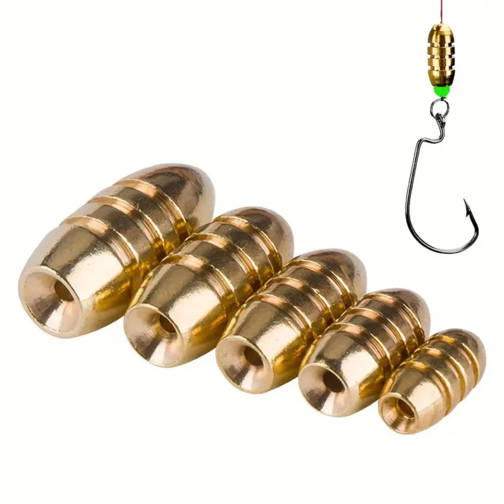Juego de plomos de pesca de cobre, 5 tamaños, pesos 1,8-10g, 21 Uds., superficie lisa que reduce la resistencia, plomo para aparejos de pesca de lubina - imagen 3