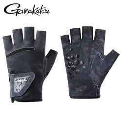 Gamakatsu guantes de pesca sin dedos antideslizantes guantes de protección solar de verano transpirables ciclismo canotaje caza guantes de pesca