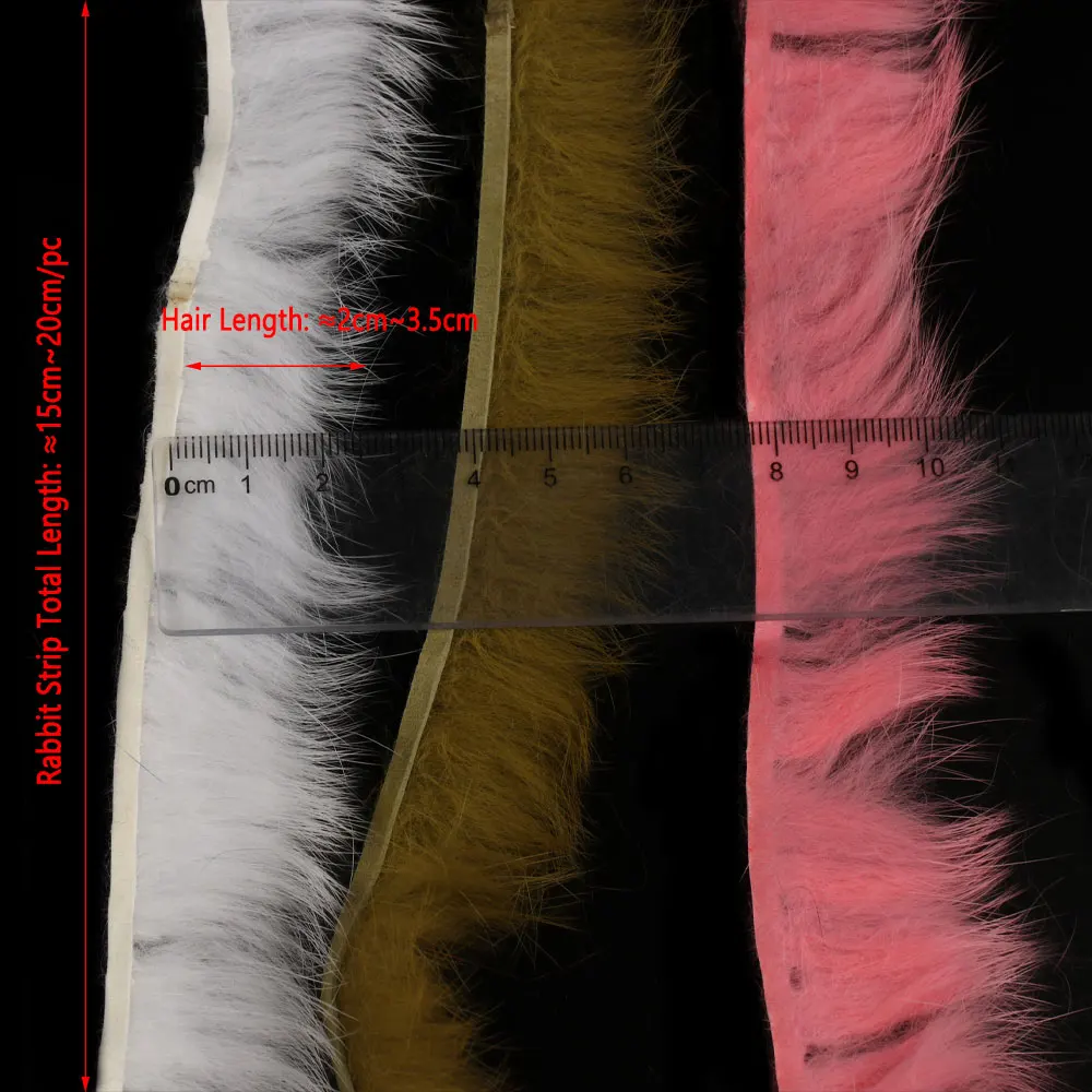 Bimoo, 4 Uds., tiras de piel de conejo de corte cruzado, tiras Zonker de pelo de liebre, Material para atar moscas, serpentinas, plantillas Steelhead, plantillas Coho Twitching - imagen 3