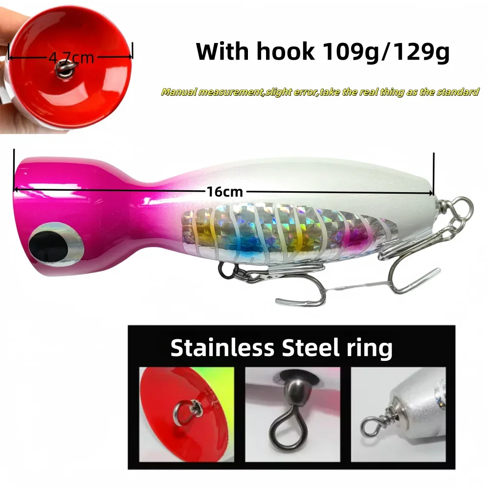 MUKUN-Señuelos de pesca Popper Big Game, cebo duro artificial para pesca en agua salada GT, Wobbler Topwater, 16cm 100g 120g - imagen 5