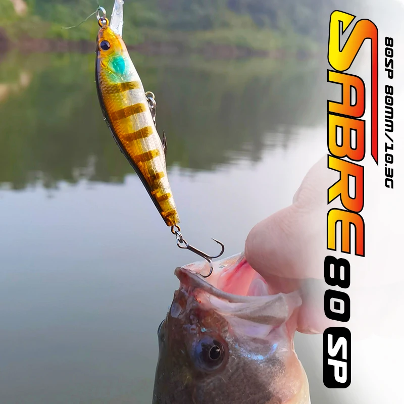 3 uds 3.15in Minnow señuelo de pesca suspendido 80SP Sabre 80mm 10,3g largo Castinig Shiner Shad Bass Pike cebos duros Jerkbait - imagen 4