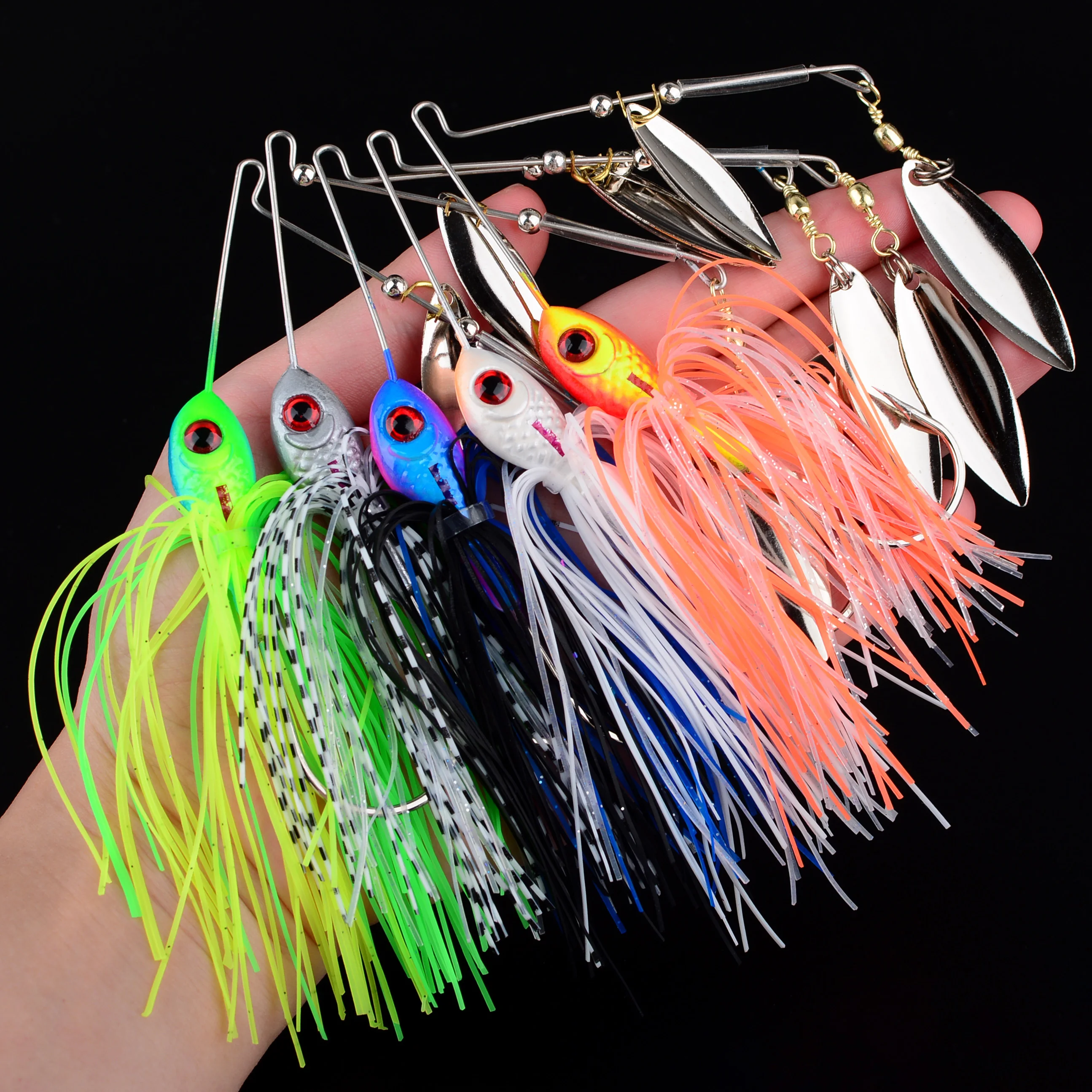 5Pcs Metal Spinnerbait Sequins Rotating Fishing Lure Bait Spinner Bait Bass Jig Chatter Spoon Lures Buzzbait Fishing Tackle