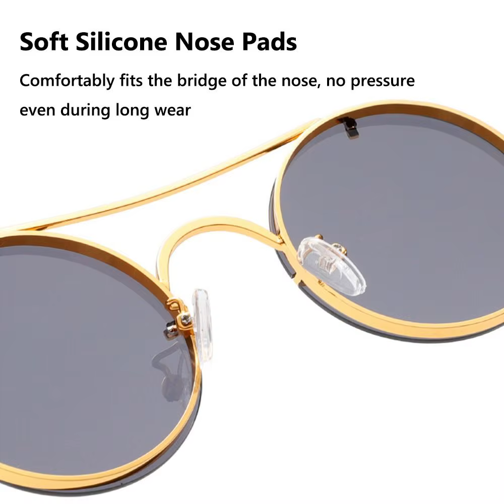 Gafas de sol redondas de diseño de lujo Multicolor decoración de guepardo doble puente tonos degradados gafas de protección UV Unisex - imagen 4