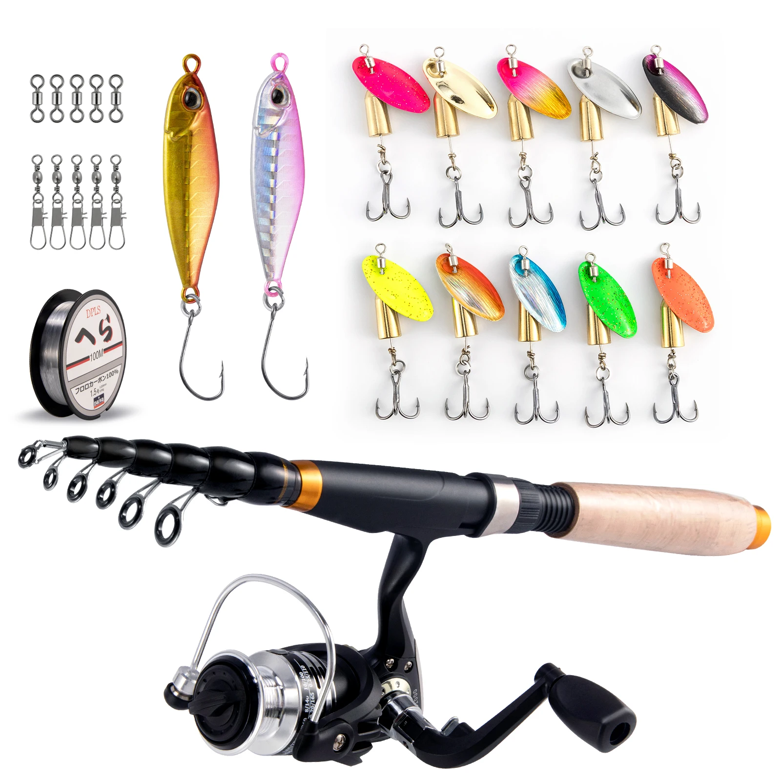 Combo Caña Telescópica y Carrete Giratorio para Pesca de Trucha - imagen 2