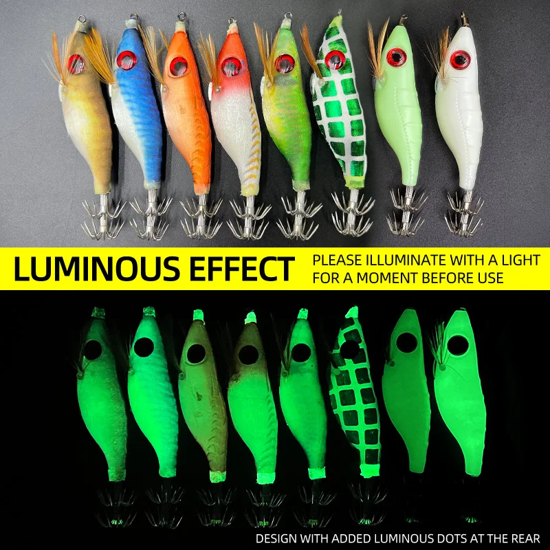 5 unids/bolsa envoltura luminosa camarones horizontales 10cm madera camarones calamar gancho vientre redondo camarones cebo señuelo falso cebo - imagen 4