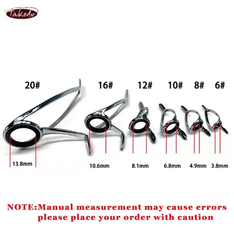 TAKEDO CRTSG-Juego de anillos guías para caña de pescar, caña de pescar de cerámica dorada de arcoíris negra, accesorios de construcción, reparación de caña de pescar - imagen 3