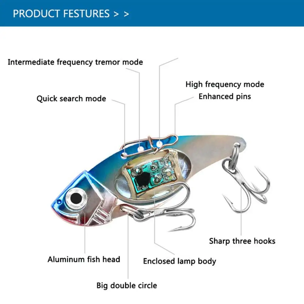 Señuelo de pesca Vib de Metal luminoso con luz Led, 8 cm31 G, accesorio de aparejos de pesca con gancho para pesca nocturna - imagen 2