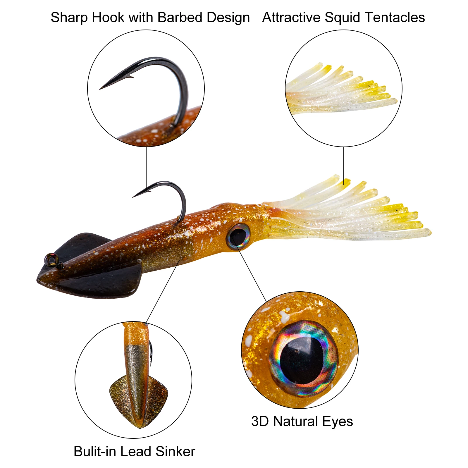 Cebo de calamar Goture, 14cm, 36g, cebo Artificial suave, calamar luminoso, brillo, plomo de PVC, cebo de atún Sai, luciérnagas, accesorios de pesca nocturna - imagen 3