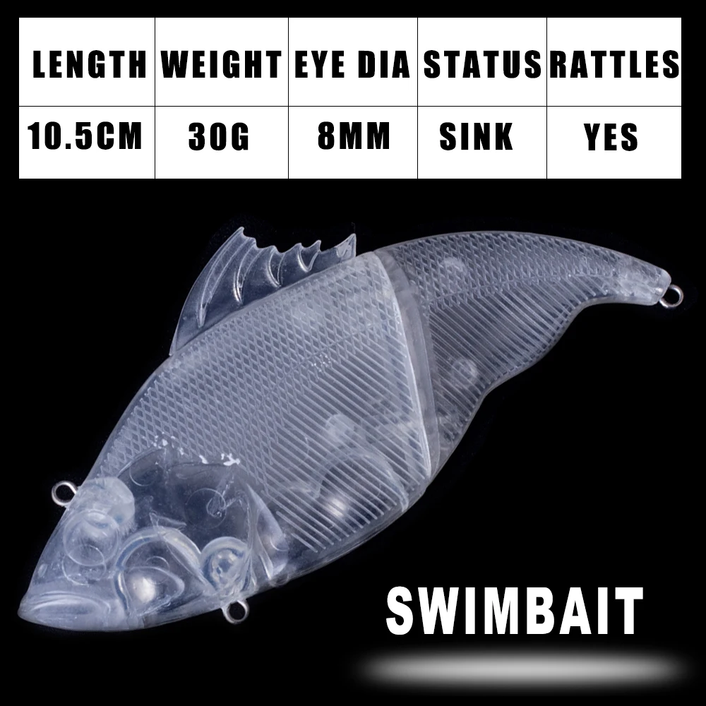 Dr.Holife Swimbait sin pintar 10.5cm – Señuelo duro hundido con sonajero
