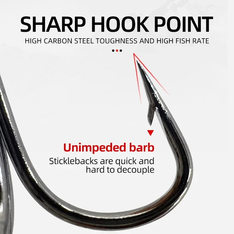 130 unids/caja anzuelos triples de acero rico en carbono fuerte súper afilado 3x anzuelo de pesca aparejos de pesca - imagen 3