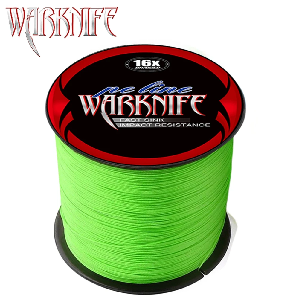 Warknife-sedal de pesca trenzado japonés, 16 hebras, 100M-2000M, núcleo hueco, PE Extreme, 20LBs-500LBs, línea de asistencia, verde fluorescente - imagen 5