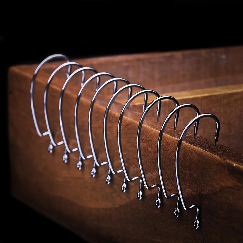 WALK FISH 50 Uds anzuelo de pesca de acero al carbono anzuelo de manivela ancha anzuelo compensado para señuelo de gusano suave anzuelo de púas anzuelos de pesca de carpa - imagen 5