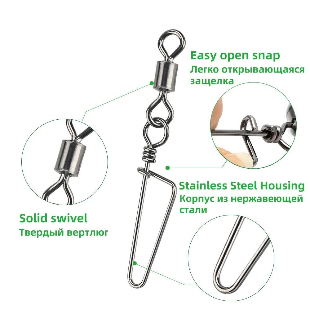 DNDYUJU-rodamiento giratorio de pesca 20 piezas, anillo sólido de enclavamiento a presión para señuelo de anzuelo, Conector de pesca, accesorios de aparejos - imagen 4