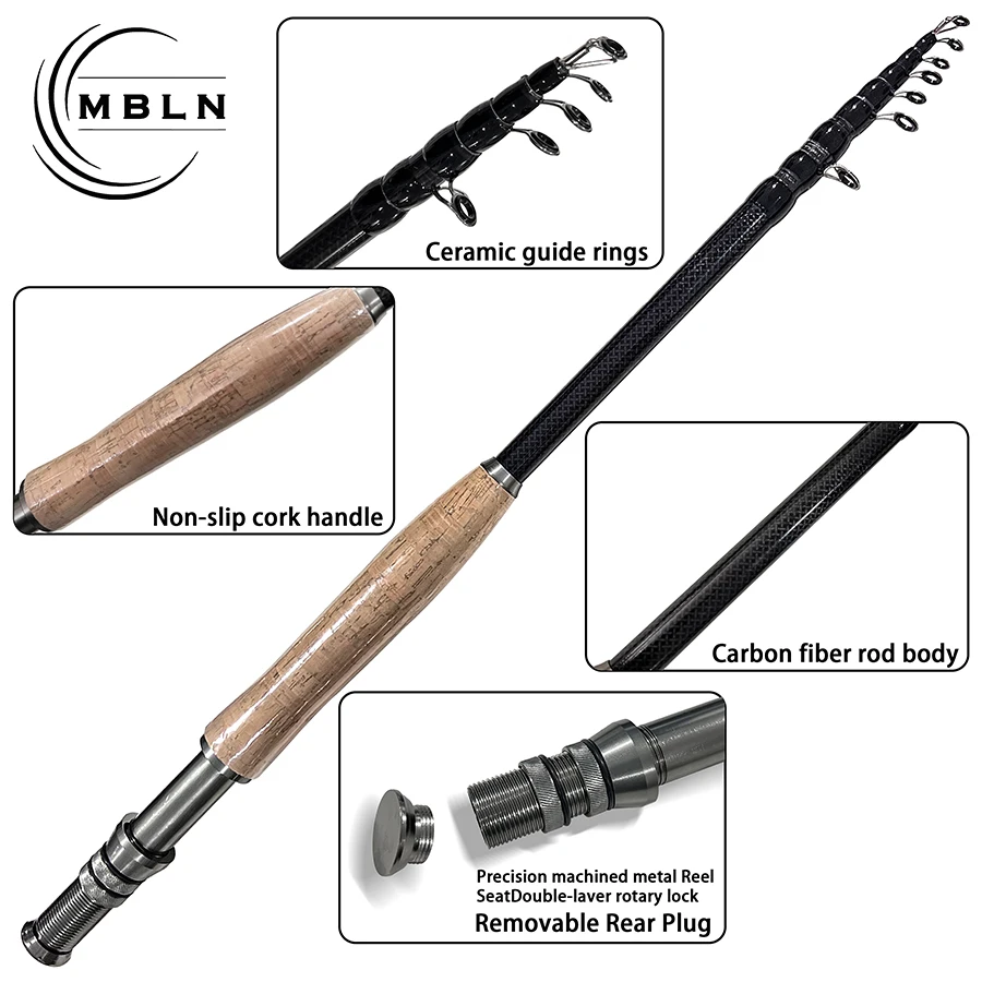 Caña ultraligera fibra carbono portátil para pesca con señuelo - imagen 4