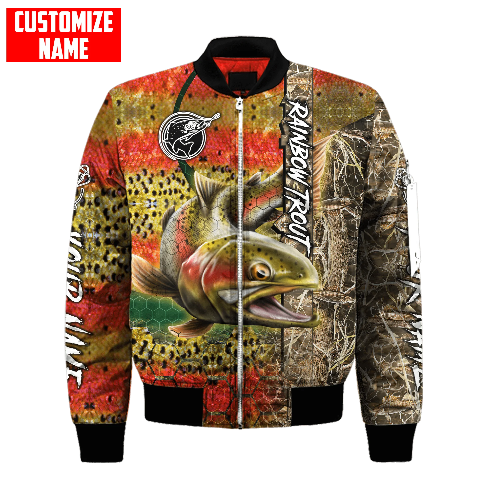Chaqueta Bomber de invierno para hombre, abrigo con cremallera y bolsillo grueso con estampado 3D de atún/pesca de bagre, chaqueta cálida informal Unisex con cremallera, FX-04 - imagen 3
