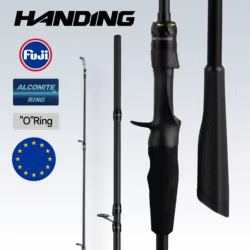 Cañas de pescar de perca de lubina HANDING Fuji O + A, anillos guía, mango de carbono, caña giratoria de fibra de carbono de 24 toneladas, cañas de fundición cómodas para todo el día