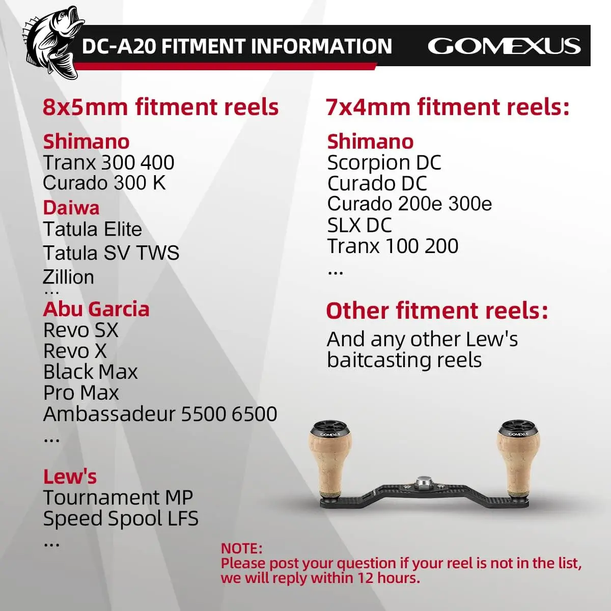 GOMEXUS mango eléctrico de carbono para Daiwa Tatula Coastal Lexa Shimano Curado SLX Tranx Abu García Zata Revo carrete de Baitcasting 105mm - imagen 3