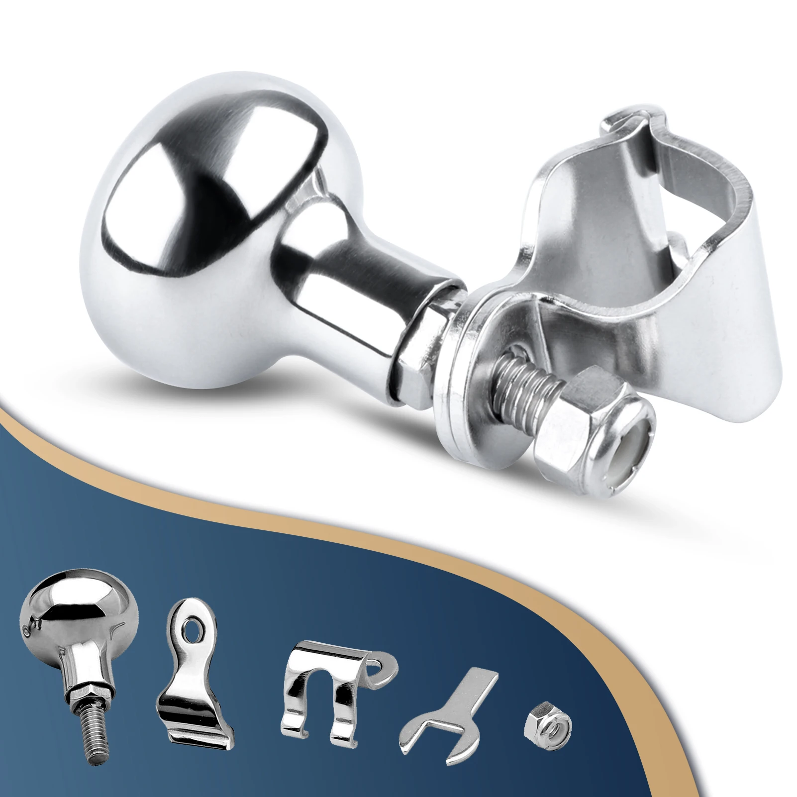 Perilla giratoria de refuerzo para volante de acero inoxidable, rotación de 360 grados, rodamiento de Metal, mango eléctrico, accesorios para barcos en forma de bola - imagen 2