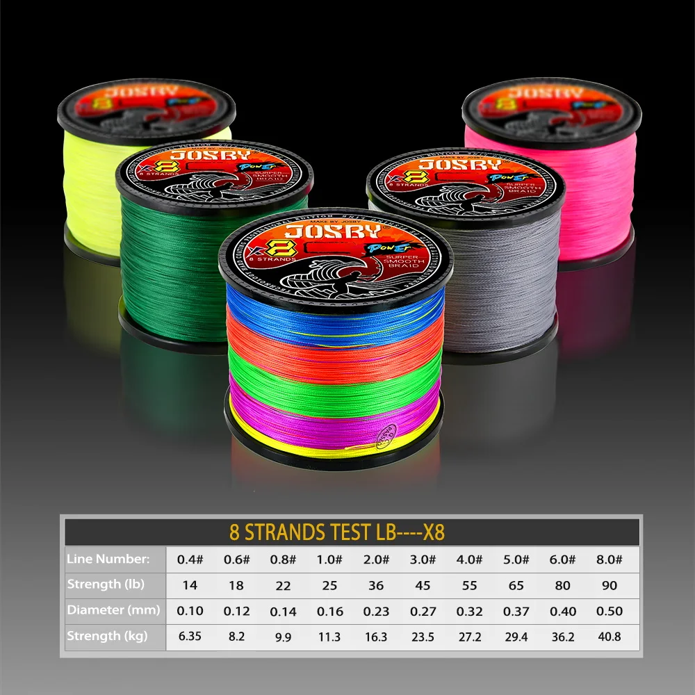 JOSBY-sedal de pesca trenzado de PE, cable superfuerte de 300M, 500M, 100M, 8 hebras, 18-100LB, multifilamento, accesorios japoneses para agua salada - imagen 5