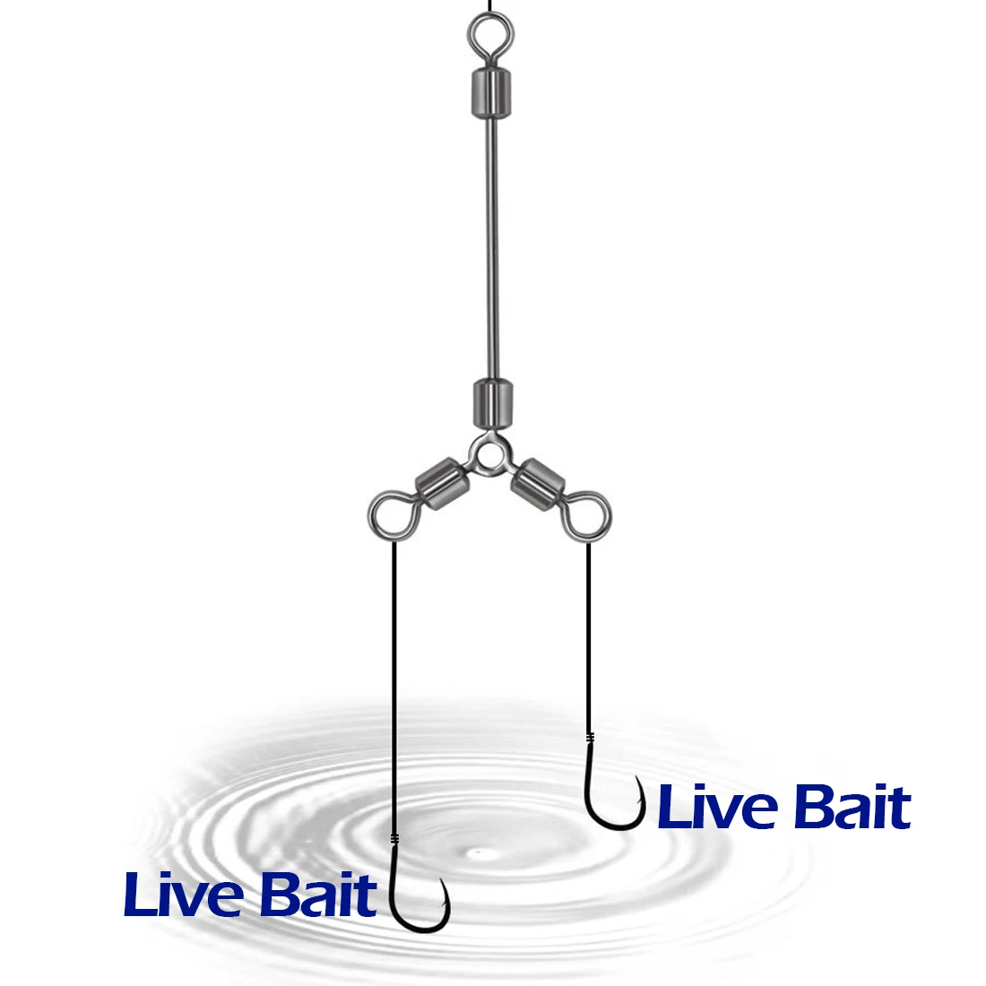 FishTrip 25 piezas giratorios de 3 vías pierna larga forma de T línea cruzada giratoria aparejos de pesca de acero inoxidable - imagen 5