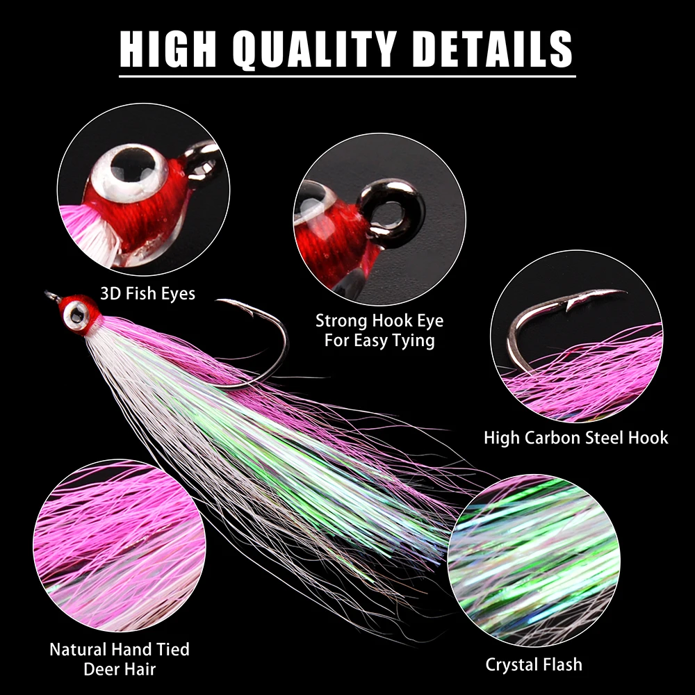 5 uds Bucktail Teasers anzuelos de pesca Steelhead Minnow pesca con mosca moscas señuelo para salmón trucha lubina - imagen 3