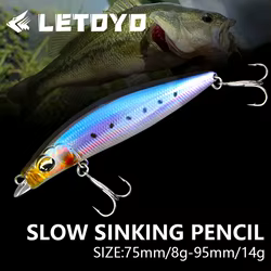 LETOYO-señuelo tipo lápiz de hundimiento lento, 8g/14g, cebos duros artificiales de fundición larga, Wobblers, señuelo de pesca de lubina de agua dulce