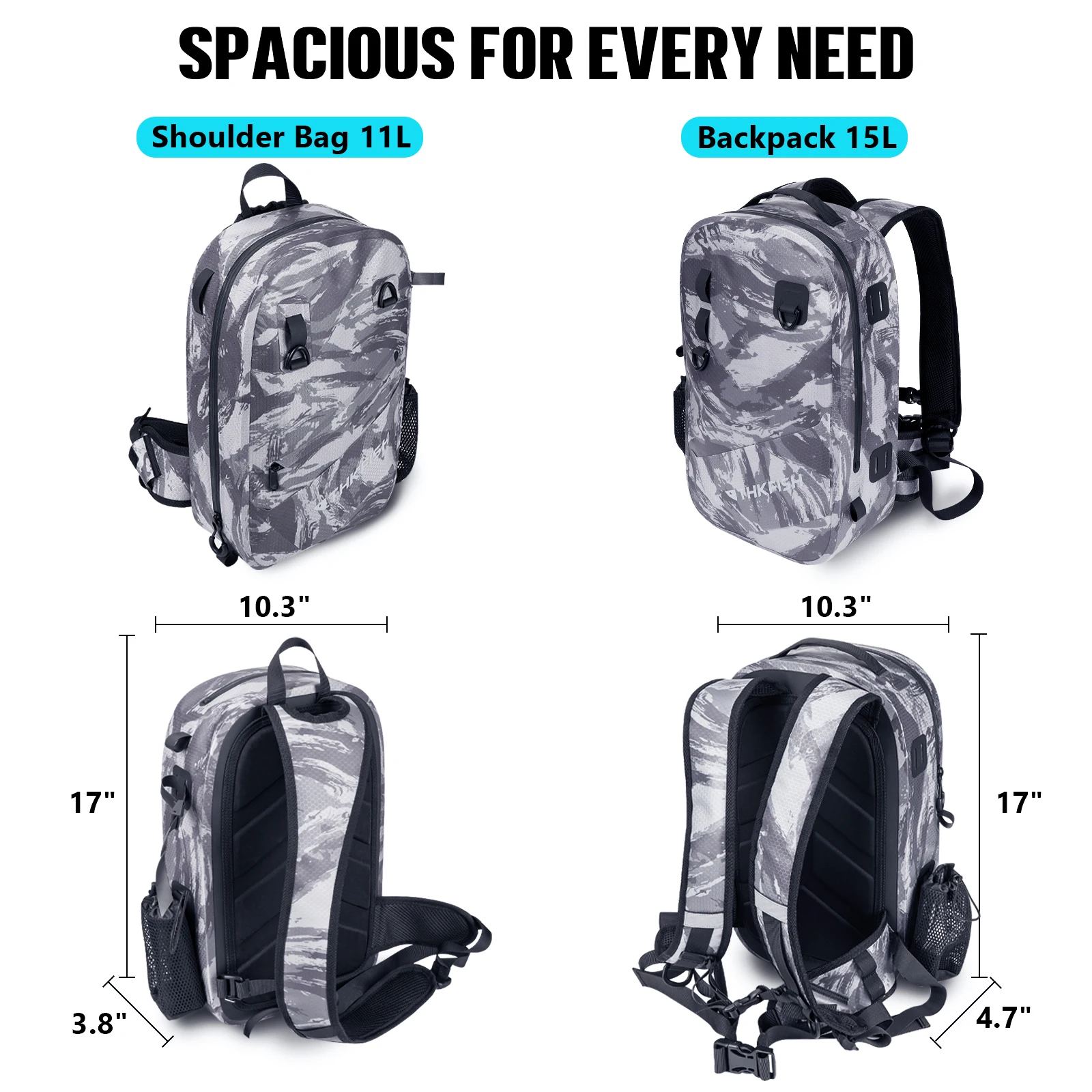 THKFISH Mochila impermeable pesca – Bolso hombro gran capacidad - imagen 2