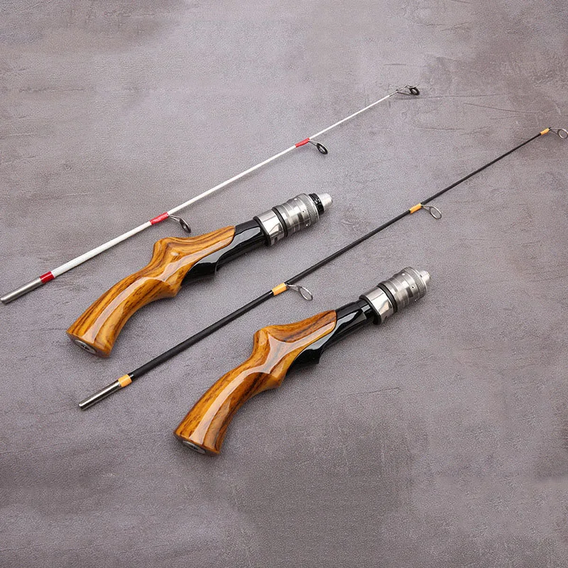 Caña de pescar en hielo de cola ligeramente plana sólida 50CM 60CM 70CM caña de pescar de invierno portátil MINI puente caña de pescar - imagen 4