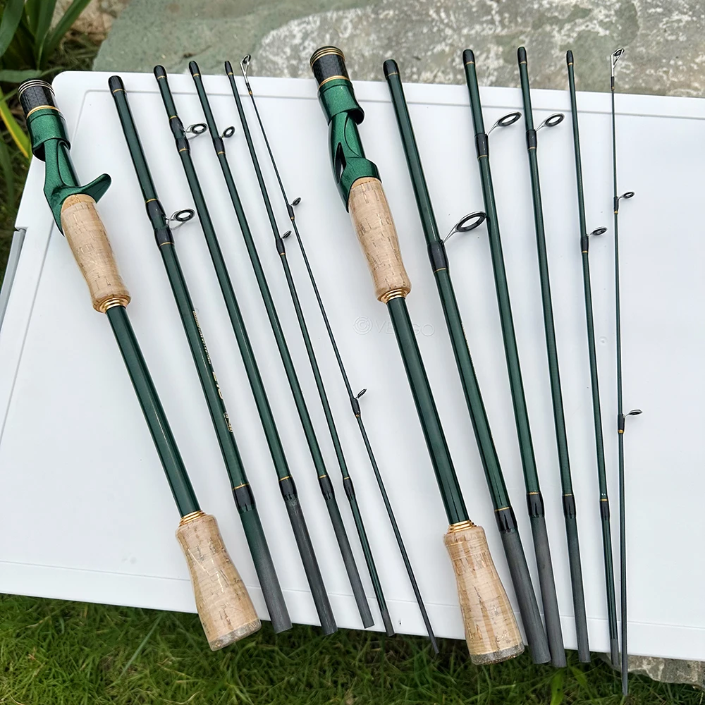 Ghotda, 6 secciones, 2,1/2,4 M, caña de pescar con señuelo de punta sólida, caña de pescar giratoria de fibra de carbono para viaje, caña de pescar de carpa con mango Eva - imagen 5