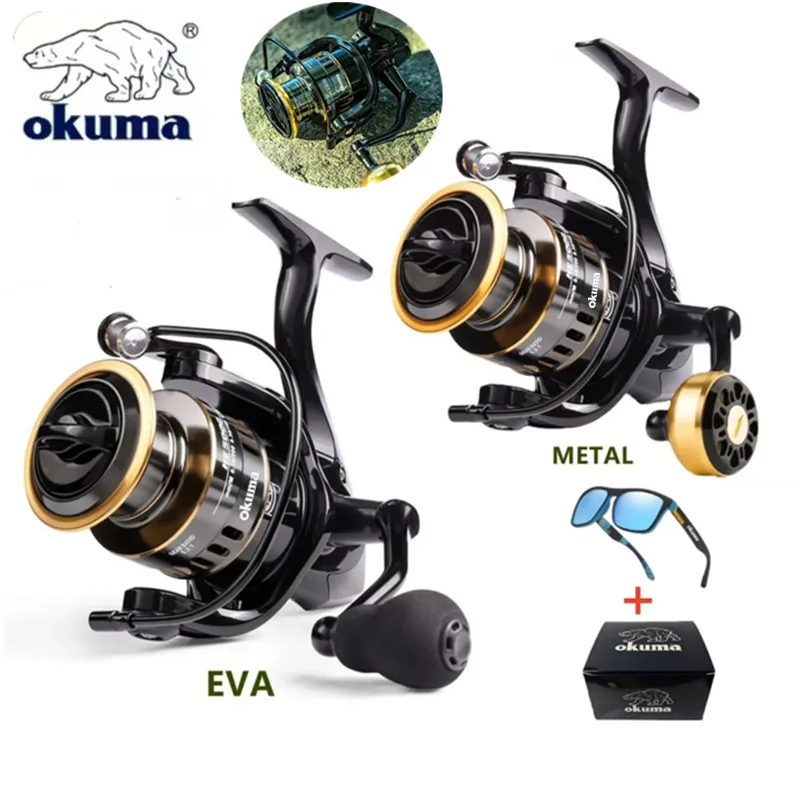 OKUMA Carrete de Pesca 5.2:1 Empuñadura Bolas Copa Metal Arrastre 12 KG