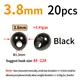 20pcs black 3.8mm