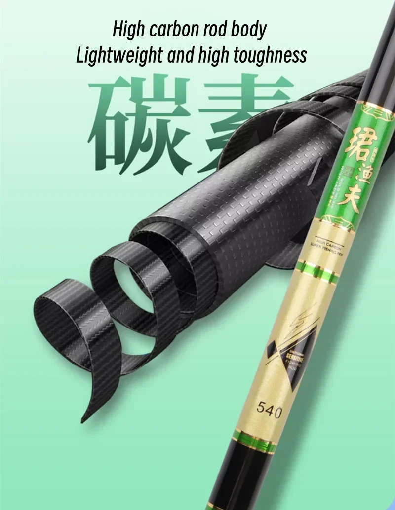 Experimentar cañas de pesca livianas y duraderas con cuerpos de varillas altas de carbono