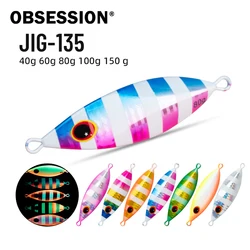 OBSESSION J135 40g 60g 80g 100g 150g pesca en agua salada cebo de Jigging de Metal duro caída lenta JigBait brillo hundimiento plantillas de Metal señuelo