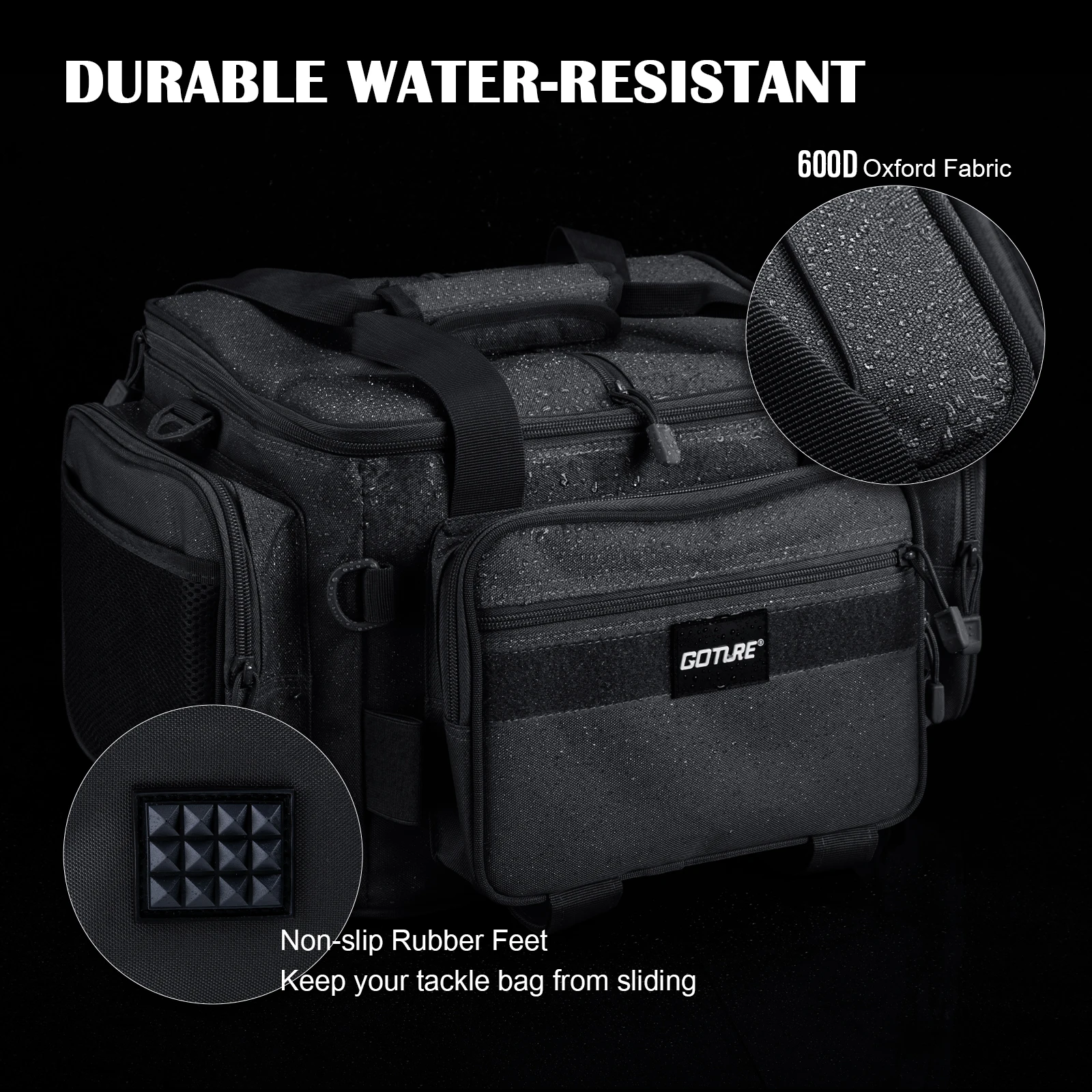 Goture-mochila impermeable para pesca con mosca, bolsa de almacenamiento de equipo de pesca, 45x30x24cm, bolsa de aparejos de pesca de calidad, paquete de caja de señuelos Oxford 600D - imagen 5