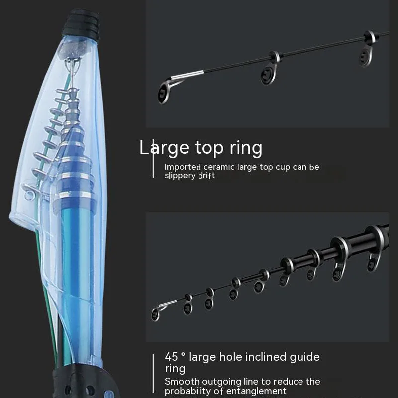 Carbono No. 3 cañas de pescar en roca, caña de mano ultradura de 2,7-7,2 m, caña de pescar giratoria telescópica para pesca con alimentador de largo alcance - imagen 3