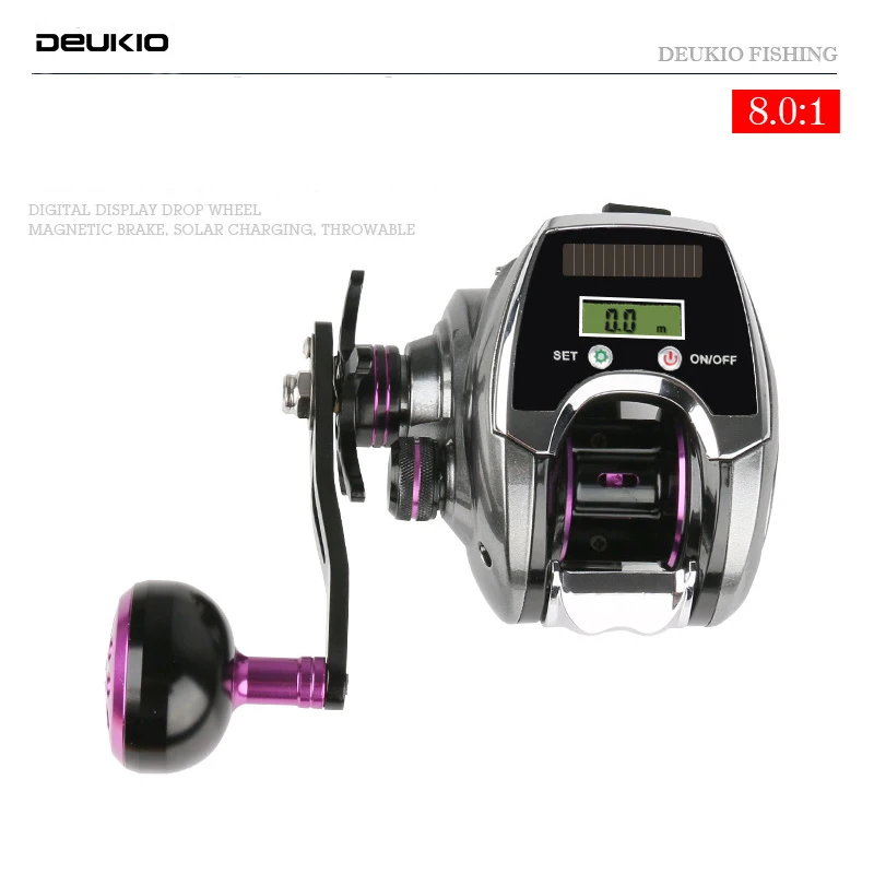 Carrete de pesca DEUKIO 2024 6 + 1BB izquierda derecha con pantalla Digital LED carrete contador de línea de Baitcasting electrónico 8,0: 1 carrete de fundición - imagen 3