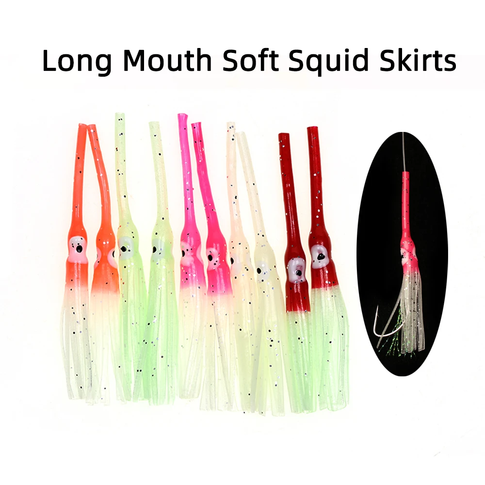 Lionriver, 1 g/unidad, 8,5 cm de longitud, faldas de calamar coloridas de boca larga, aparejo Sabiki para pesca en el mar, cebo de pulpo suave luminoso, plantilla, falda de señuelo - imagen 4