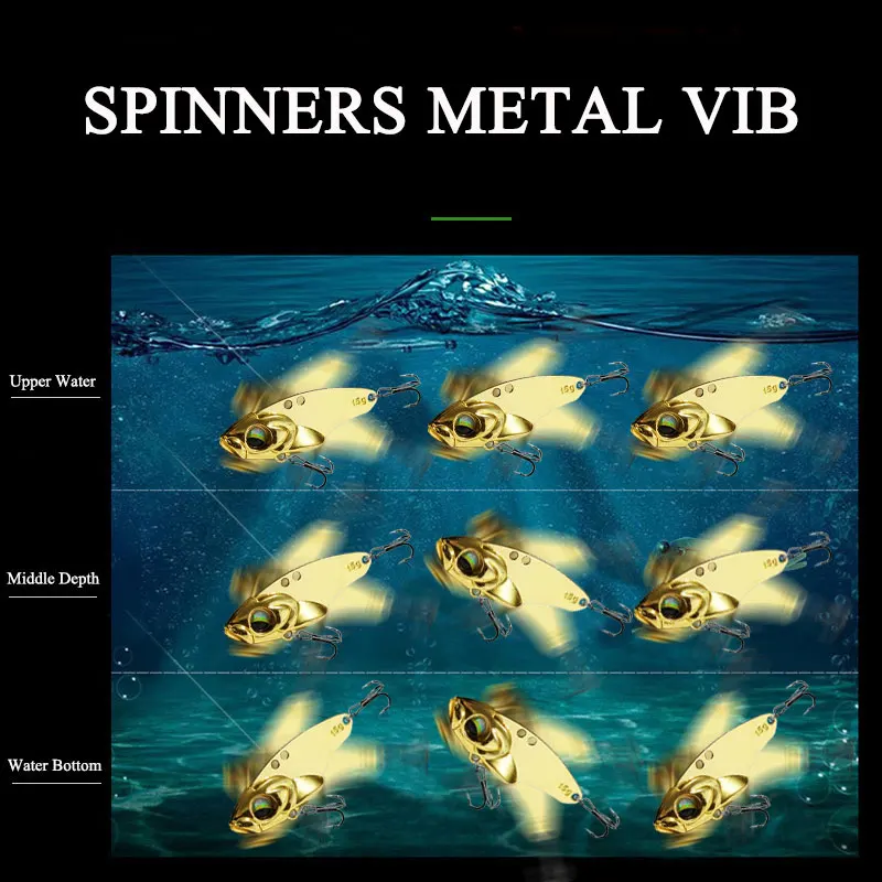 AS Vib señuelo Metal Spinner cebo 5g7g10g15g20g pesca Shore Casting cuchara giratoria Wobbler hundimiento cebo duro Pesca Jig Bass Pike - imagen 5