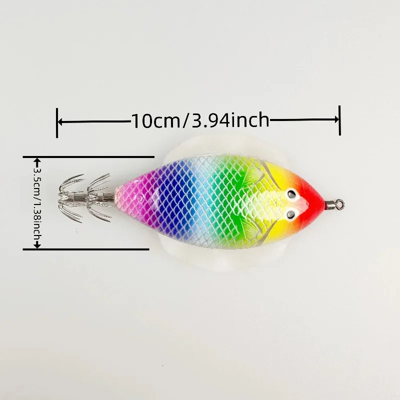 Color aleatorio, 5 uds., anzuelo de madera para camarones, calamar, anzuelo plano de madera para equilibrio de camarones, cebo simulado, cebo de imitación, señuelos de peces de plumas - imagen 3